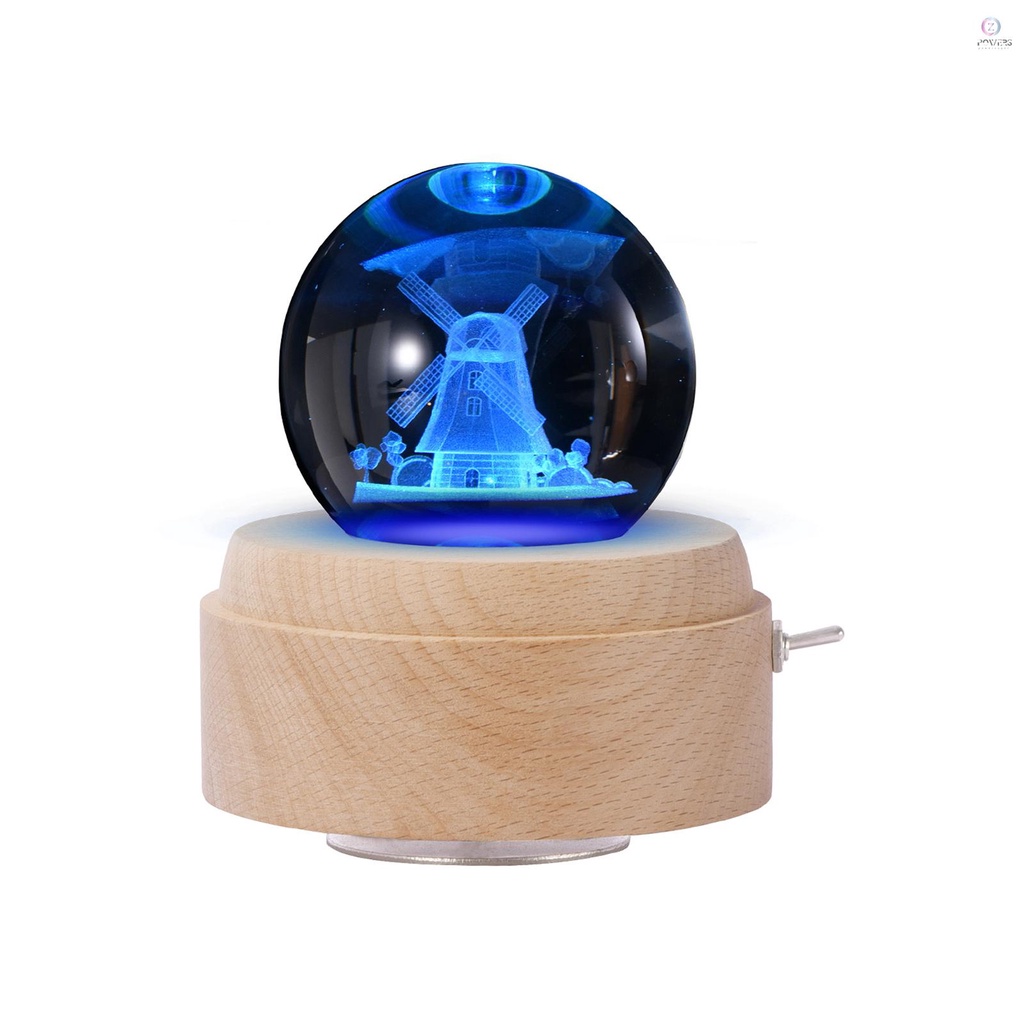 LED Musical Base Box Present Music Rotating Chr Birthday Decor Wooden