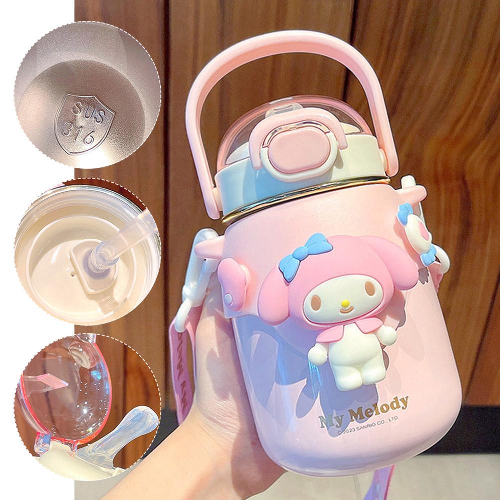 700ML Water Bottle Comes With Adjustable Strap Cup Large Capacity Cute ...