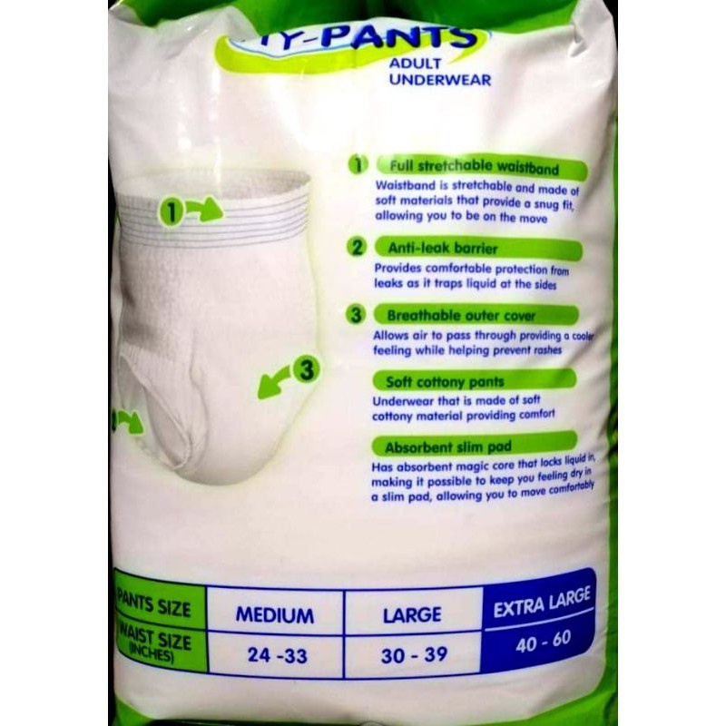 【hot Sale】 Adult Diaper Pull Up Xl Hy Pants 10pcspack Shopee Philippines 2896