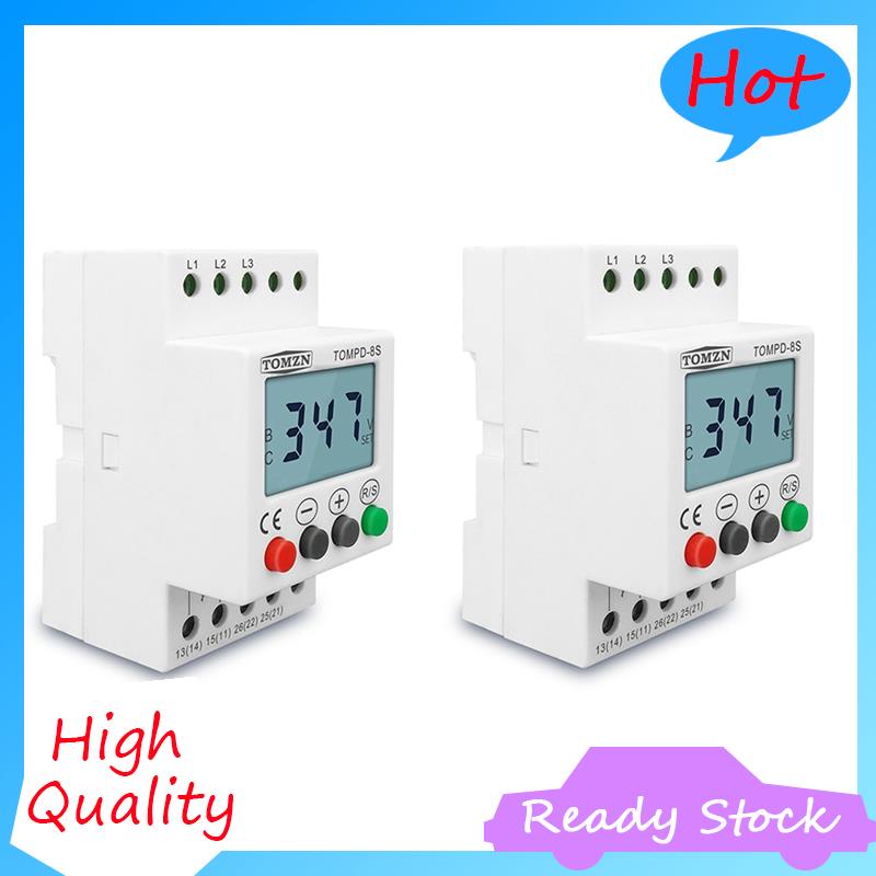 TOMZN 2X 3 Phase Din Rail Voltage Relay Adjustable Under Over Voltage ...