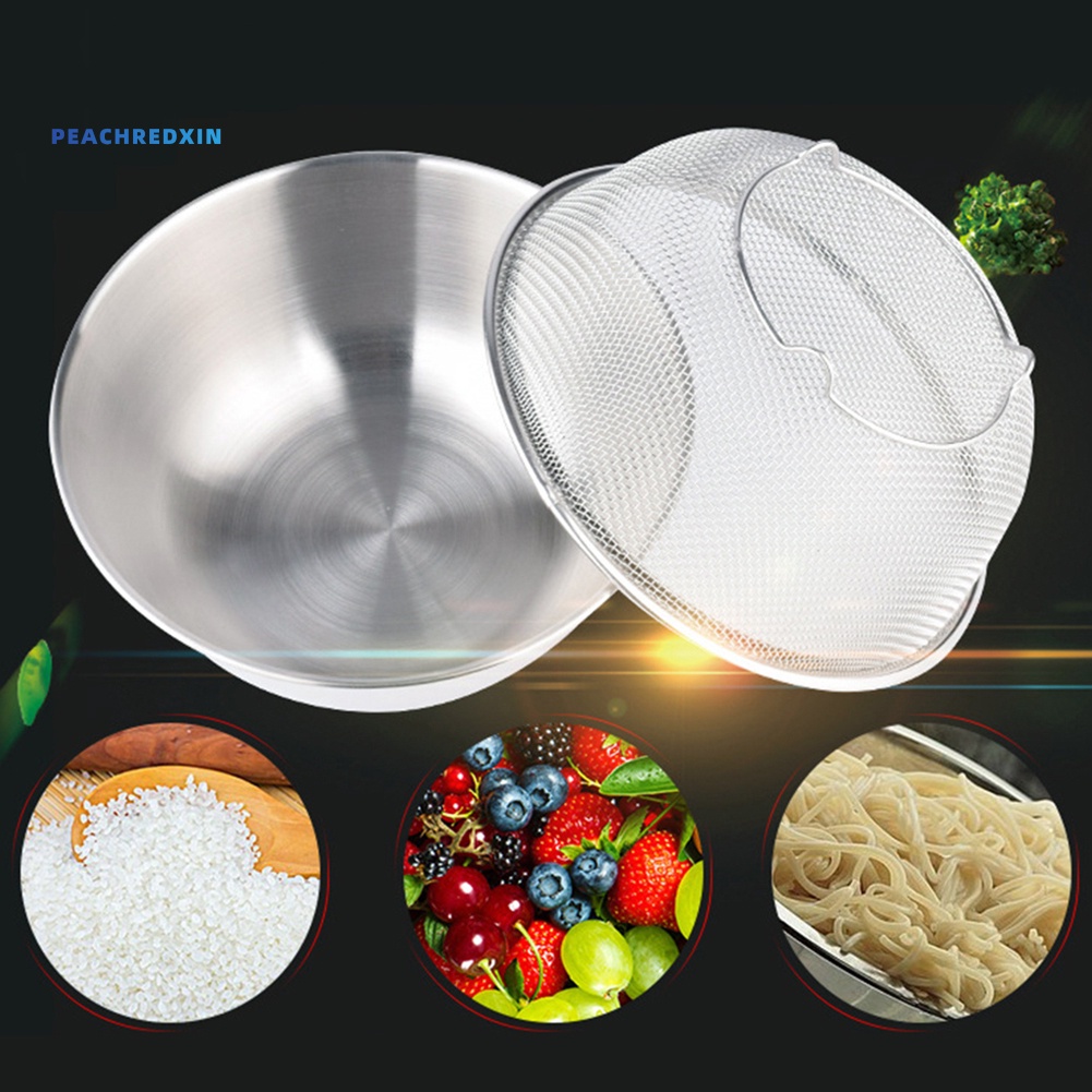 PEK-Stainless Steel Drain Mesh Basket Strainer Bowl Fruit Rice Sieve ...