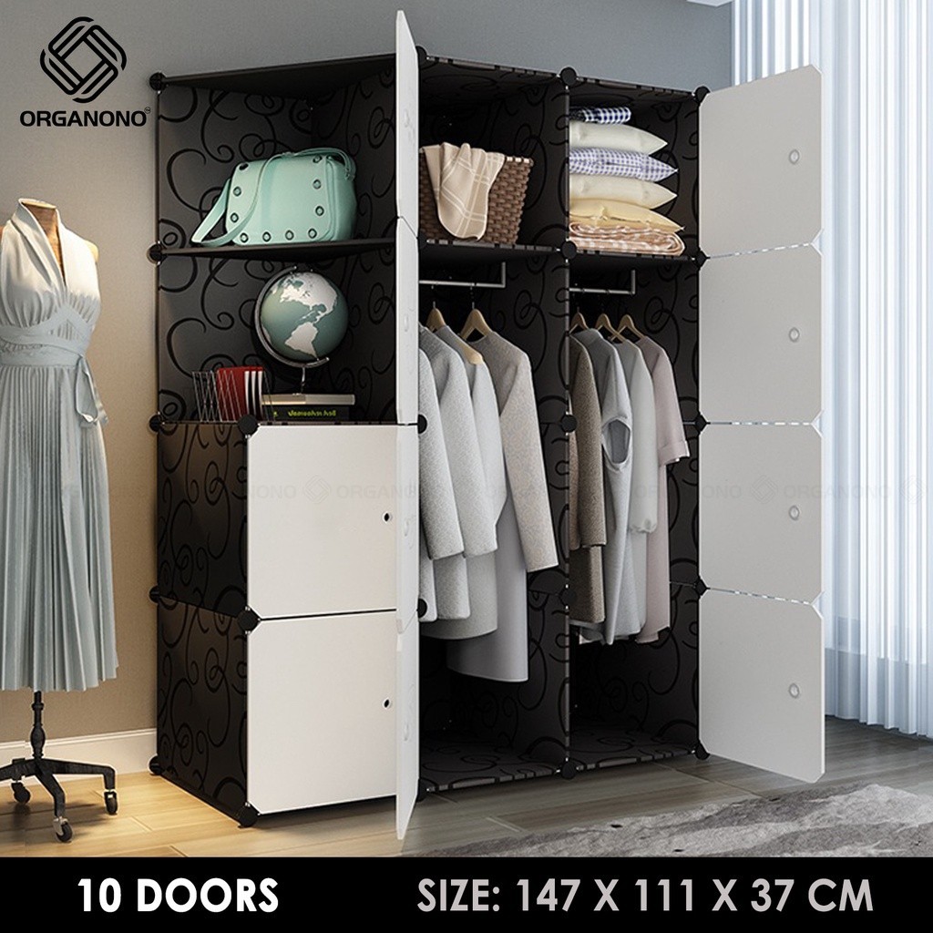 【hot sale】 Organono DIY 7-12 Doors Wardrobe with Corner Shelf Hanging ...