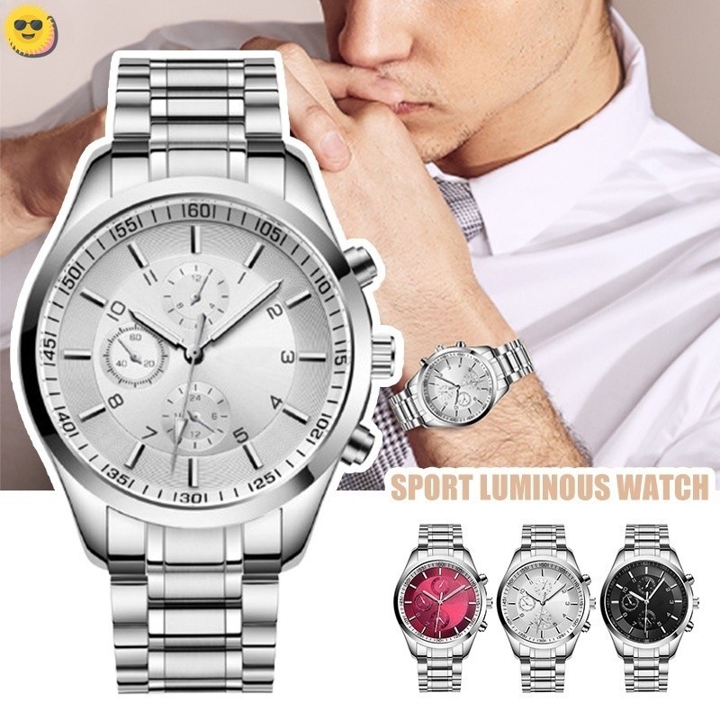 Top Brand Men's Quartz Watch Stainless Steel Men Black Band Wristwatch
