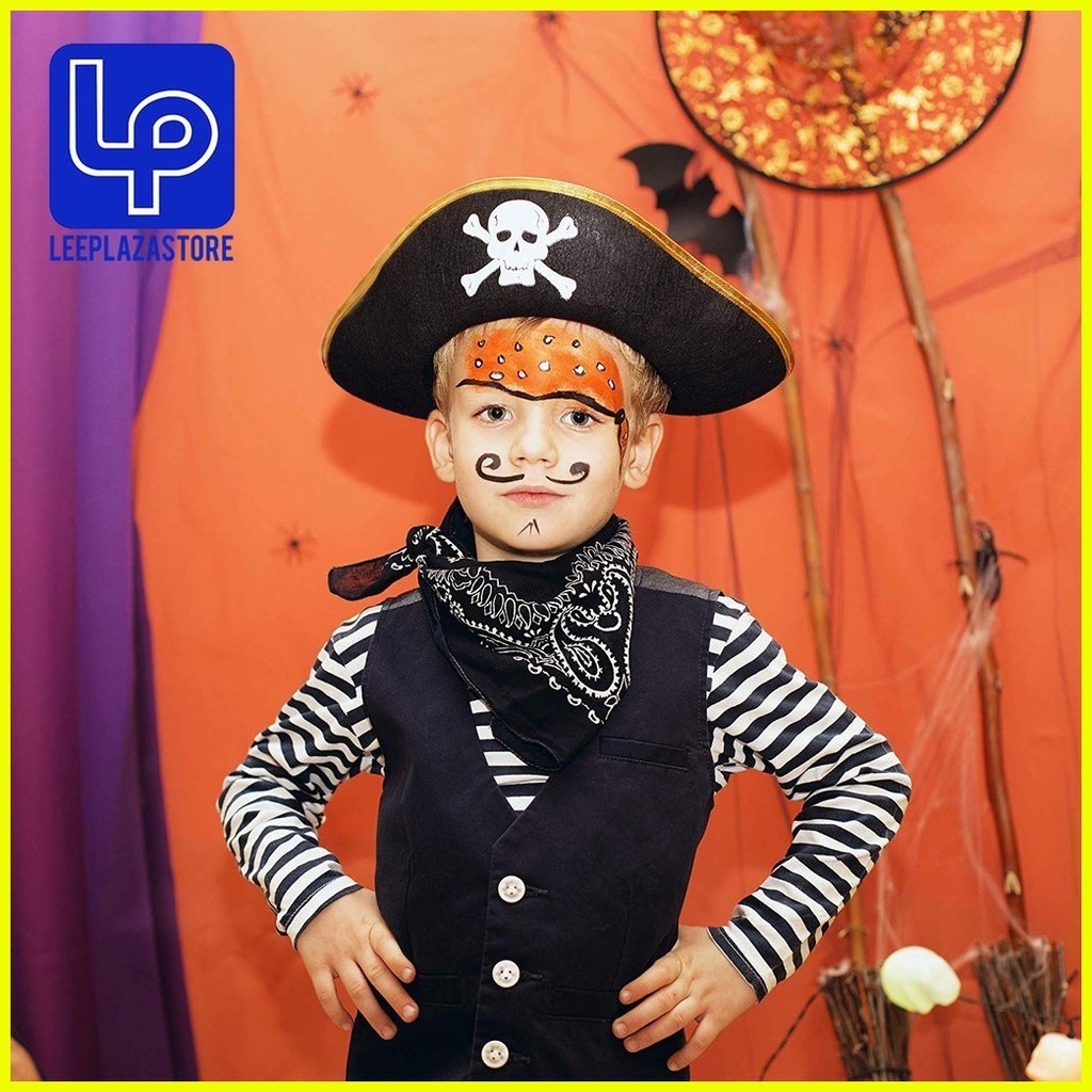 ♈ ✻ ⊙ Adult Skeleton Tri Corner Pirate Hat for Halloween & Hand Hook