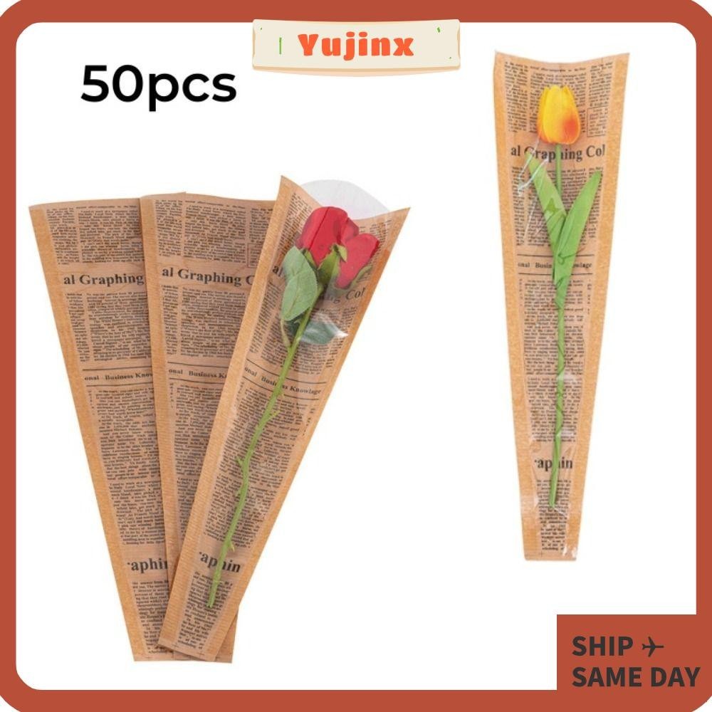 YUJINX 50pcs/bag Kraft Paper, Single Flower Floral Wrapping Flower ...
