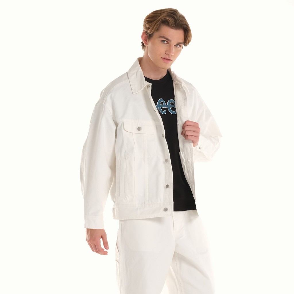 AMERI×Lee OVERSIZE DENIM JACKET WHITE Lee Women's Legendary Rider Denim Jacket, Bright White at