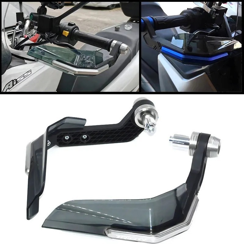 Handbeschermers Motorfiets Met Windscherm – Past Op Yamaha Tricity 125, 155 En 300 (2018-2022), Kunststof + Aluminium, Regen- En Winddicht
