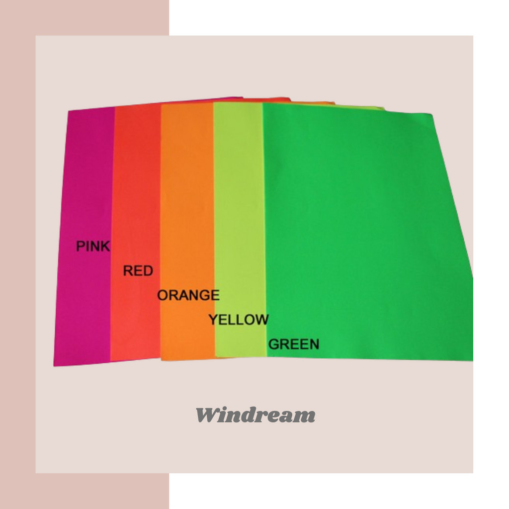 Colored neon Sticker Paper good quality A4 size 10 sheets per pack