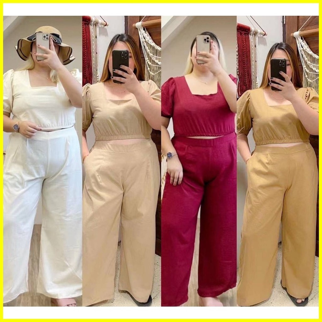 【Latest Style】 PLUS SIZE 2XL Crumpled Linen Coords Coordinates Pants ...