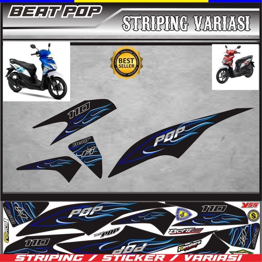Honda BEAT POP FI Motorcycle STRIPING Stickers, The Latest 2024 Motifs ...