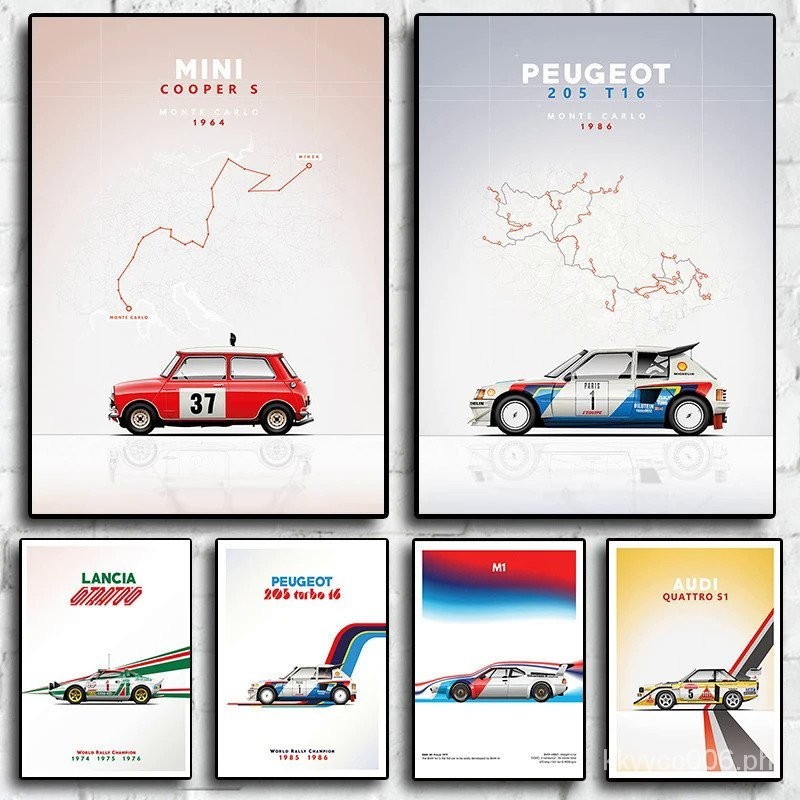 F1 Cartoon Vintage Cars Poster Decoration Racing Motorsport Circuit ...