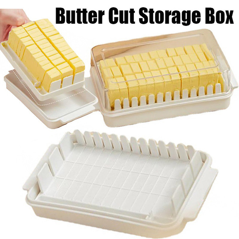 Kitchen Refrigerator Transparent Butter Cutting Storage Box with Lid ...