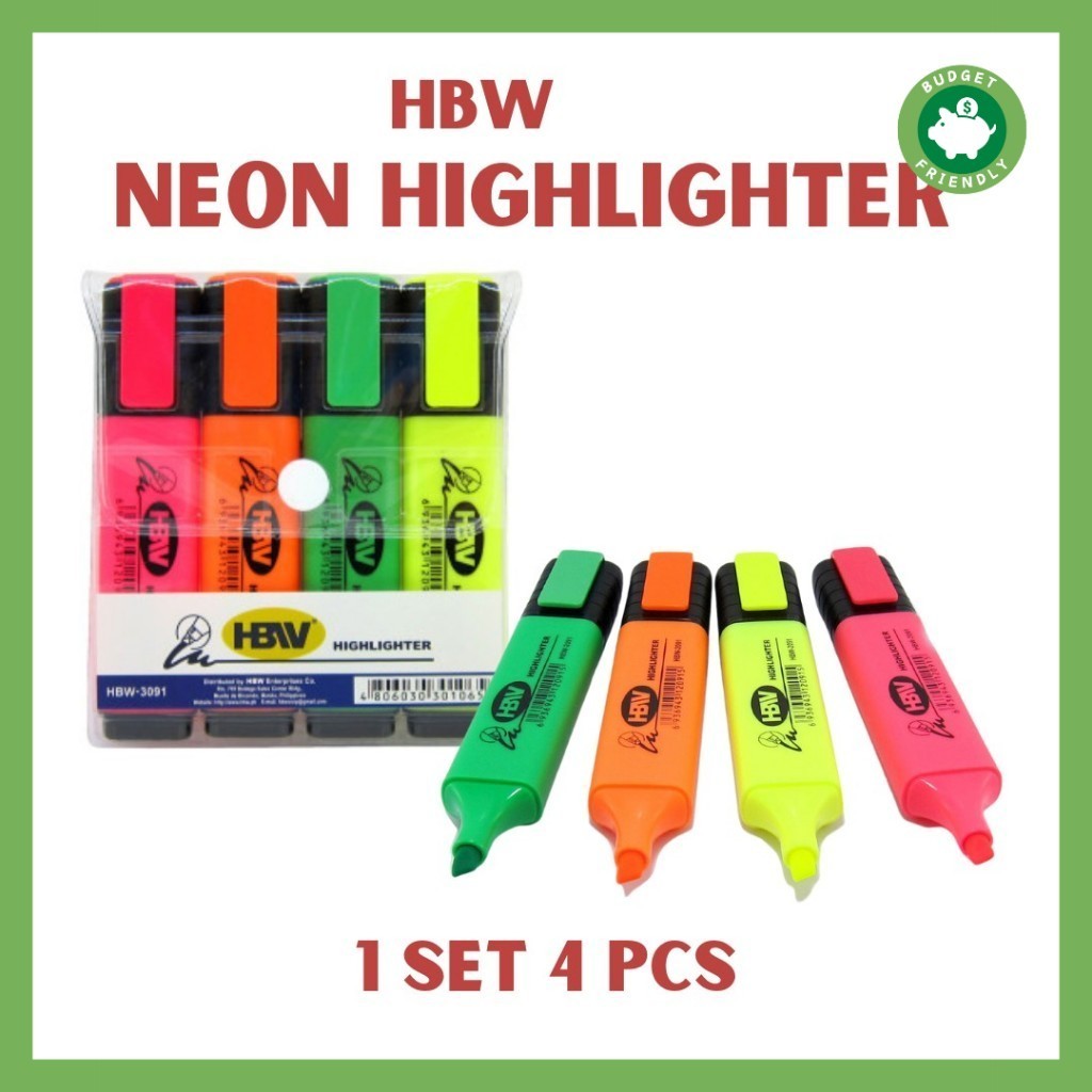 hbw highlighter in neon color 4's | Shopee Philippines