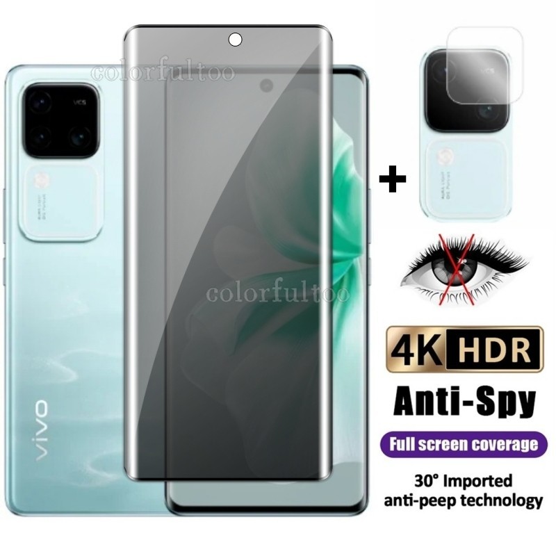 2IN1 3D Curved Private Screen Protector For Vivo V40 V30 Pro V40Pro V30e  V50 Lite V 50 VivoV30 4G 5G 9H Full Cover Anti-Spy Privacy Tempered Glass 