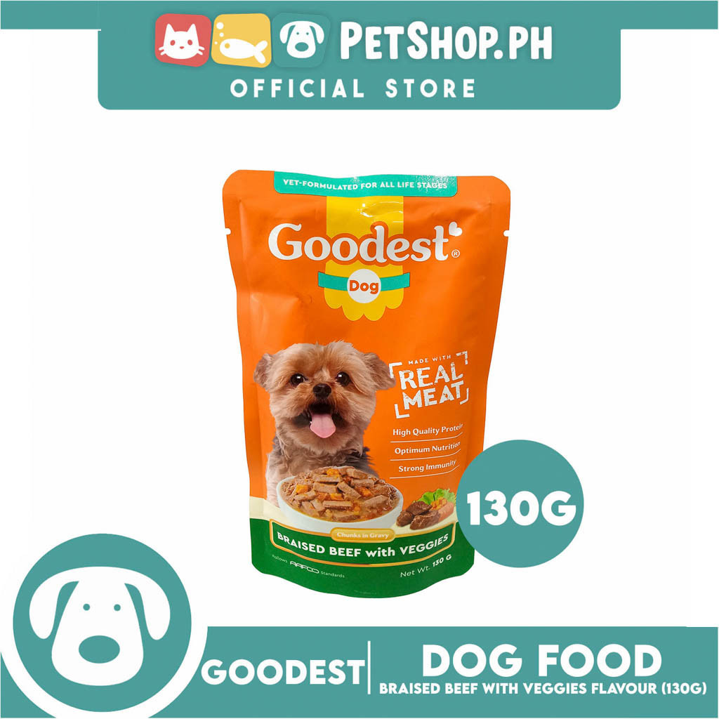 Goodest Dog Chunks in Gravy Braised Beef with Veggies 130g Wet Dog Food Pouch Shopee Philippines