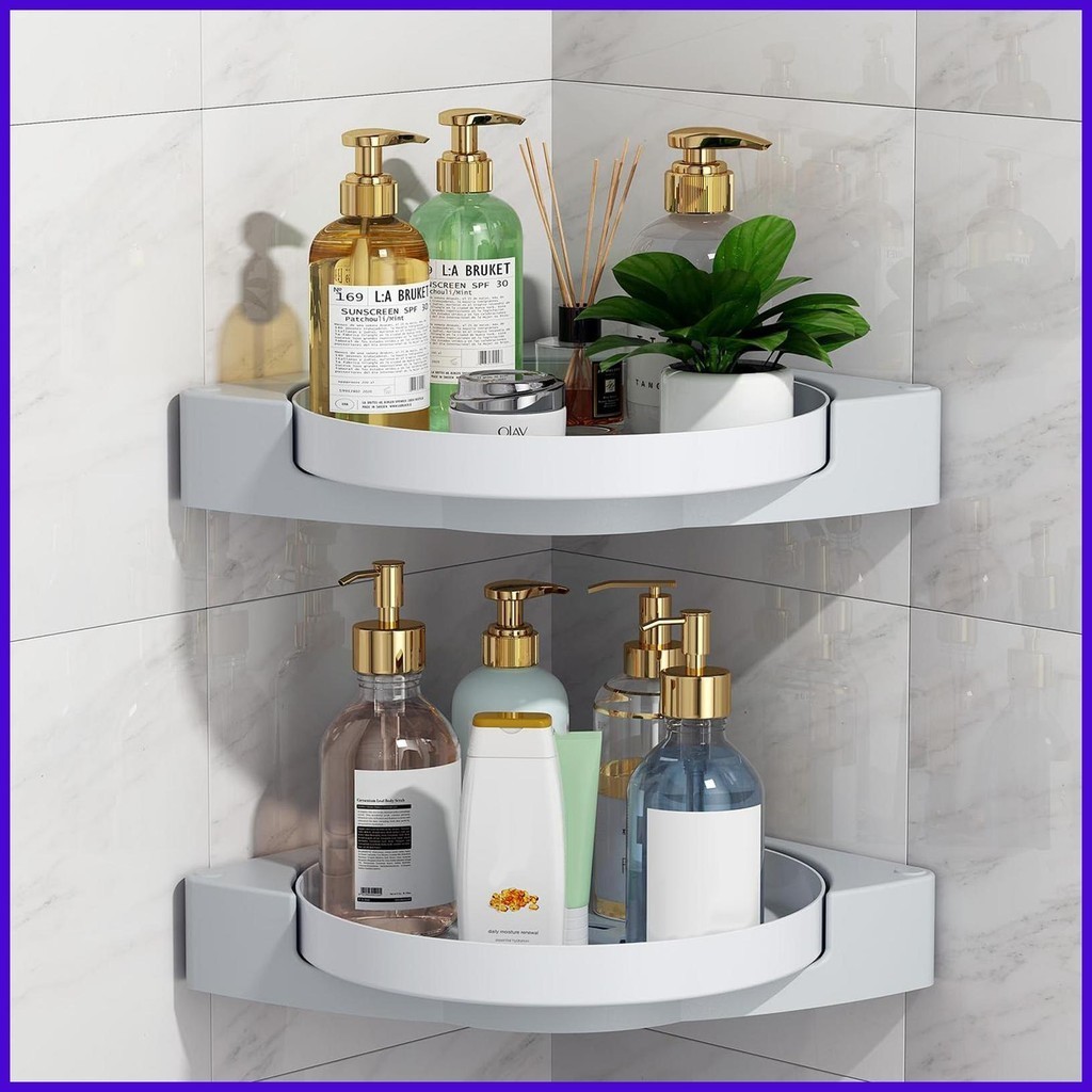 Shower Corner Organizer Shelf Adhesive Rotating Triangle Shower Rack ...