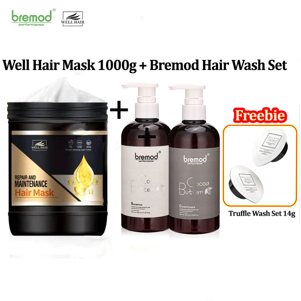 Bremod Hair Conditioner & Shampoo 400ml with Well Hair Mask 1KG Care Treatment Frizzy Hair