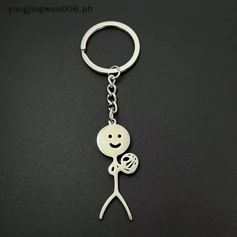 YANGWEN Cute Stickman Keychain Middle Finger Funny Basketball In Hand ...