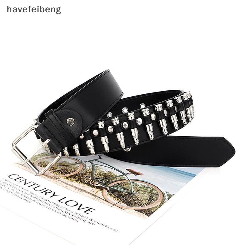 [HGB] Rivet Hollow Bullet Decoration Belt Fashion Leather Studded Goth ...