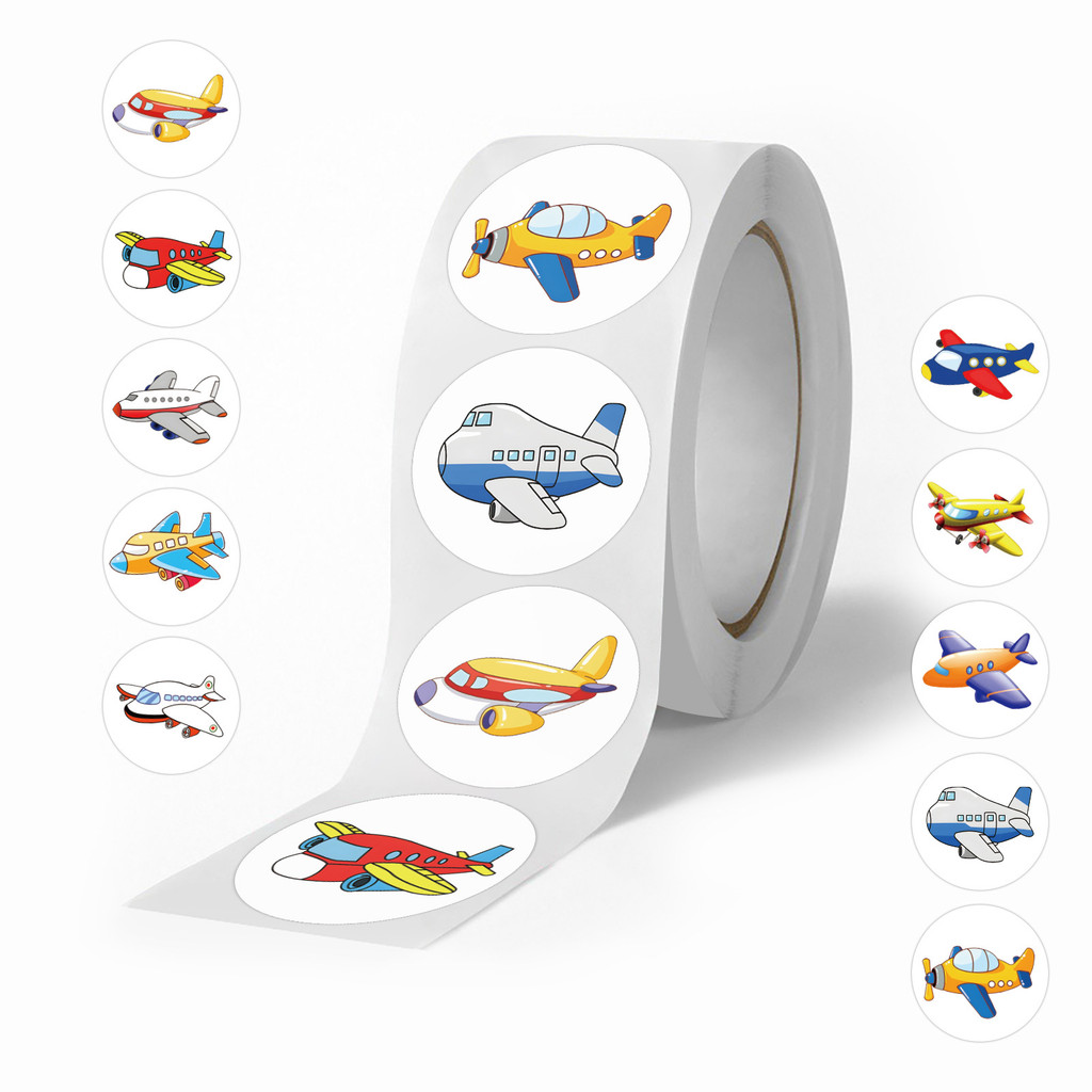 500 pcs 10 images Cartoon Airplanes Stickers Roll/Stickers Tape ...