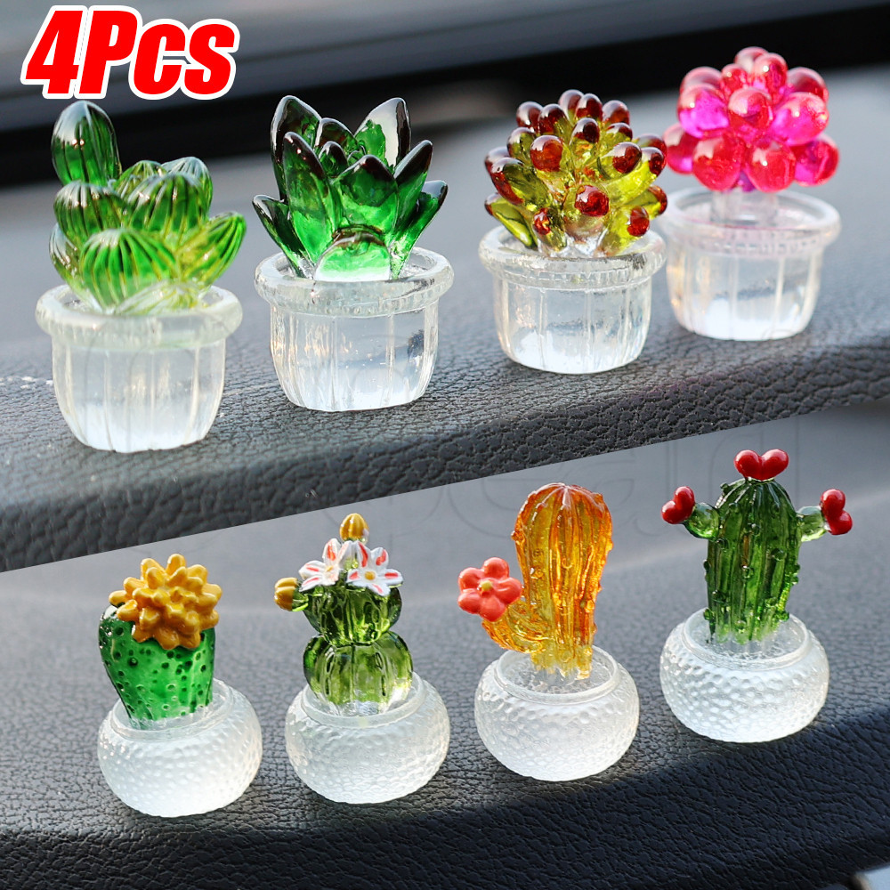 1/4Pcs Mini Cactus Resin Figurines Ornament - DIY Microlandscape Garden ...