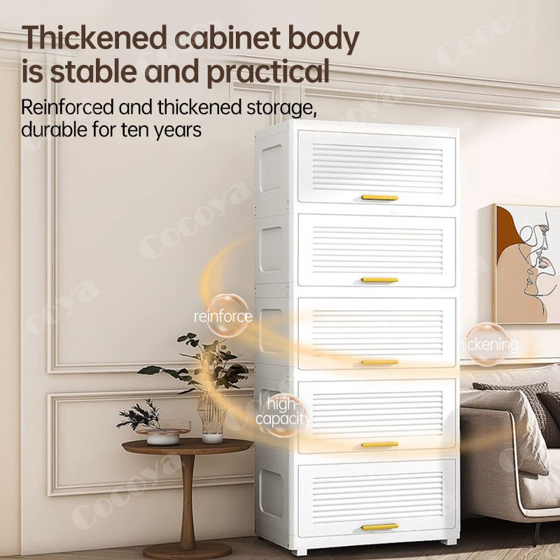♞Cocoya Storage Cabinets for clothes toy Movable with wheel Storage Box ...