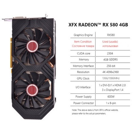 ♞️XFX RX 580 8GB Graphics Cards AMD Radeon RX580 4GB 2304SP Video ...