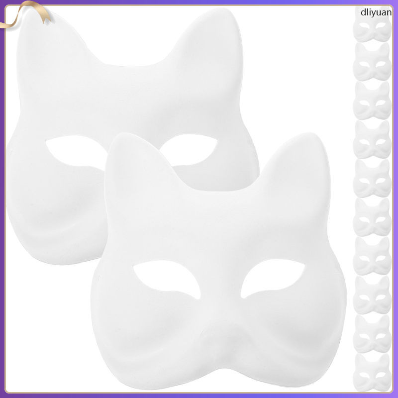 Animal Halloween Decor Hand Painted Pulp Masks Plain White Kitten Prom ...