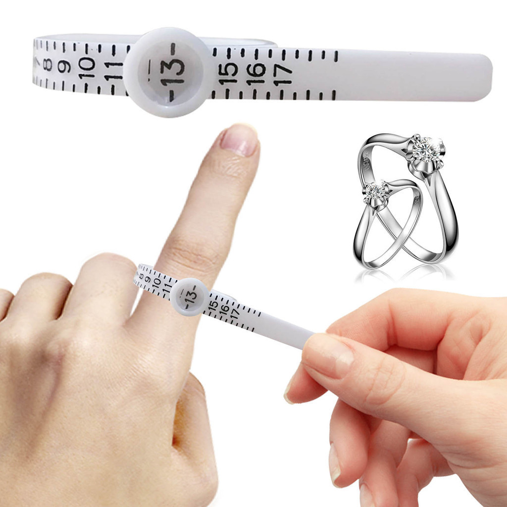 White Plastic Ring Sizer Measure Sizes Wedding Ring Band with Magnifier ...