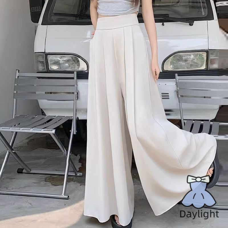 High-waisted Draping Lightweight Pleated Casual Pants