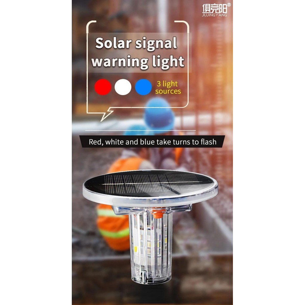 Solar Powered 3 Colors(R/W/B) Warning LED Flashing Light Waterproof 3 ...