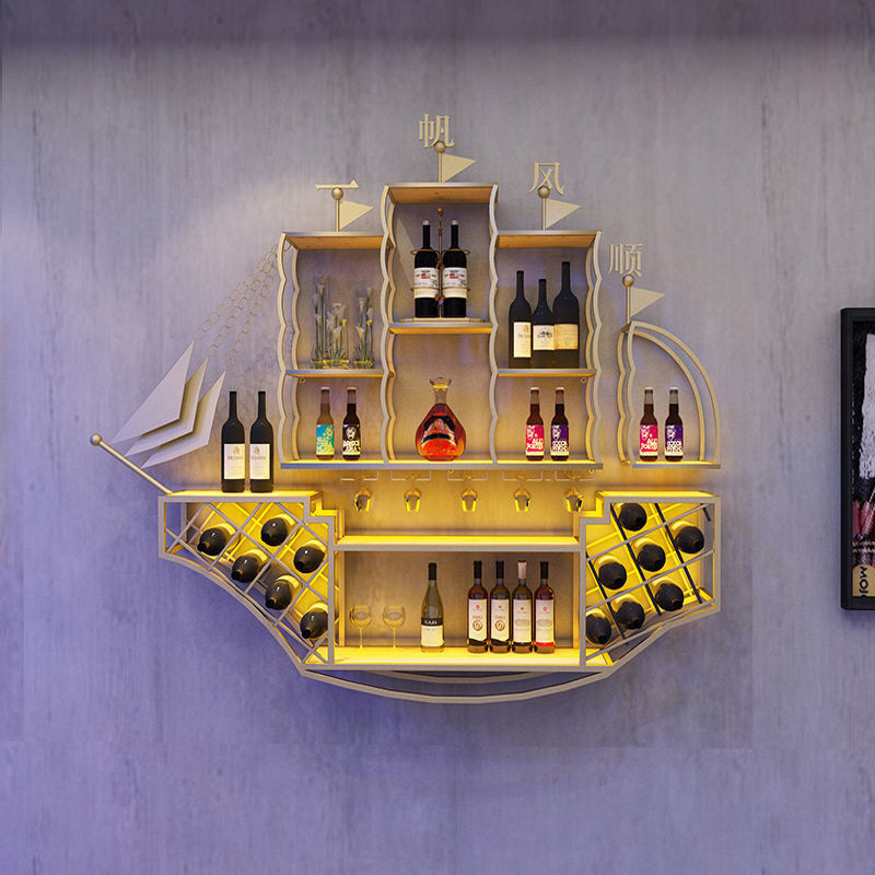 Wrought Iron Barbecue Restaurant Wall-mounted Industrial Style Wine ...