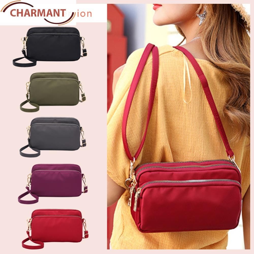 Titosha Triple Zip Small Crossbody Bag - Lightweight Nylon Purse For Women