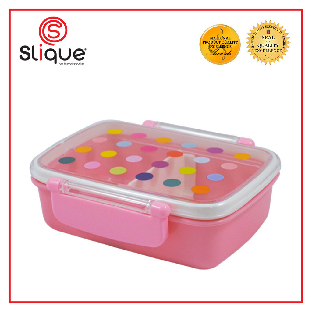 SLIQUE Rectangle Lunch Box 400ml (Pink) | Shopee Philippines