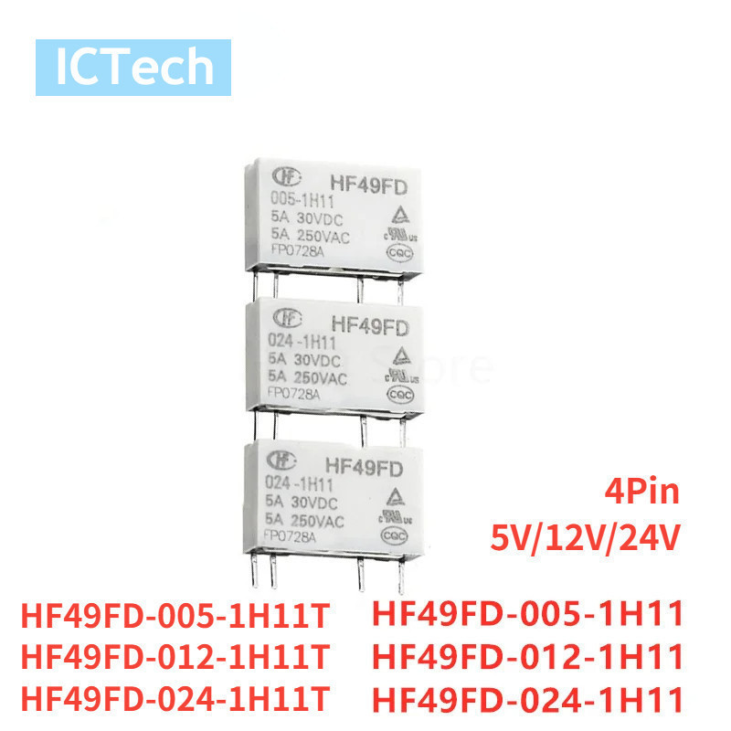 Original HF49FD Relay HF49FD-005-1H11 HF49FD-012-1H11 HF49FD-024-1H11 ...