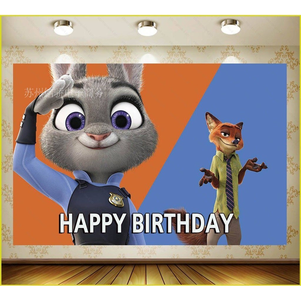 SnOw Zootopia Birthday theme backdrop banner party decoration photo ...