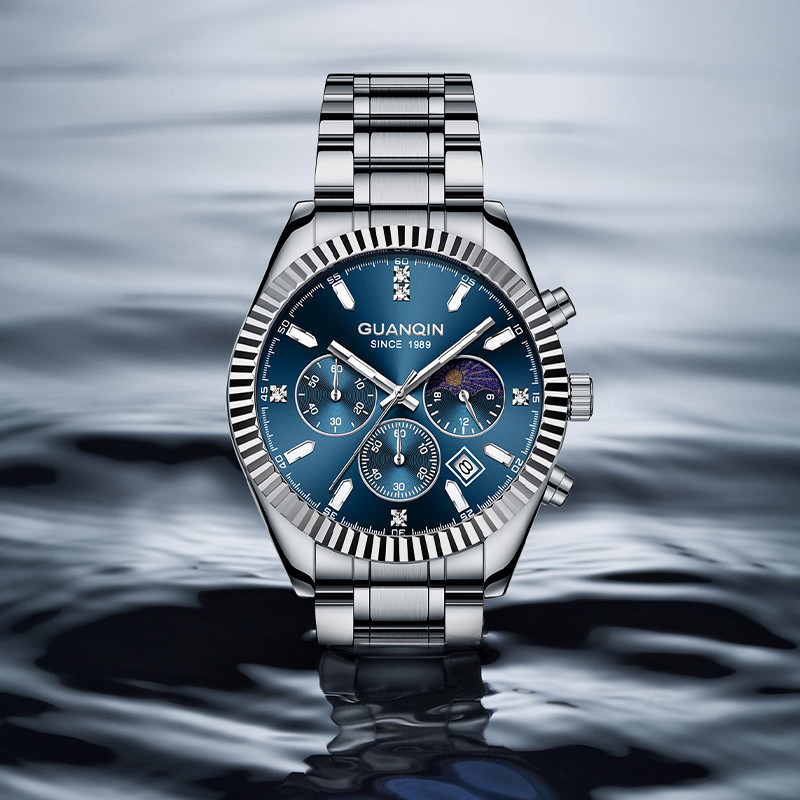 GUANQIN 40MM Men Watch Stainless Steel Business Sport Waterproof Quartz Watch Leather Original Calendar Luminous Sapphire Watches GS19223 Shopee Philippines