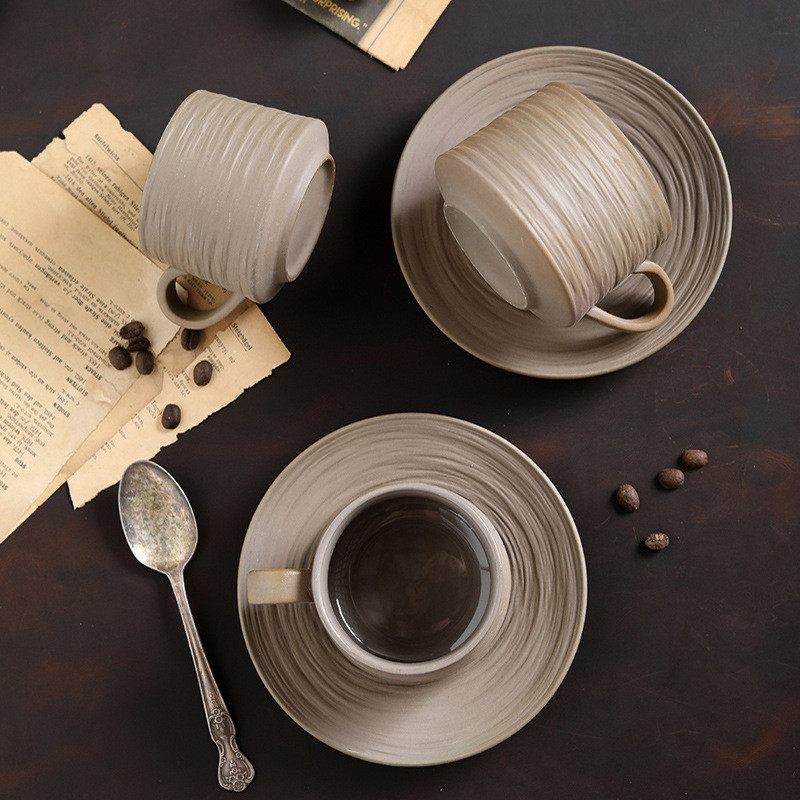Kitchen Plus "ralph" 250mL Stoneware Ceramic Coffee Cup and Saucer Set ...