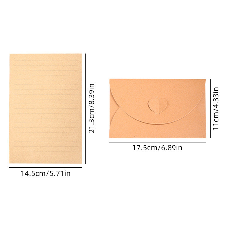 10 Pcs Classical Heart-Shaped Buckle Kraft Envelope Horizontal Letter ...
