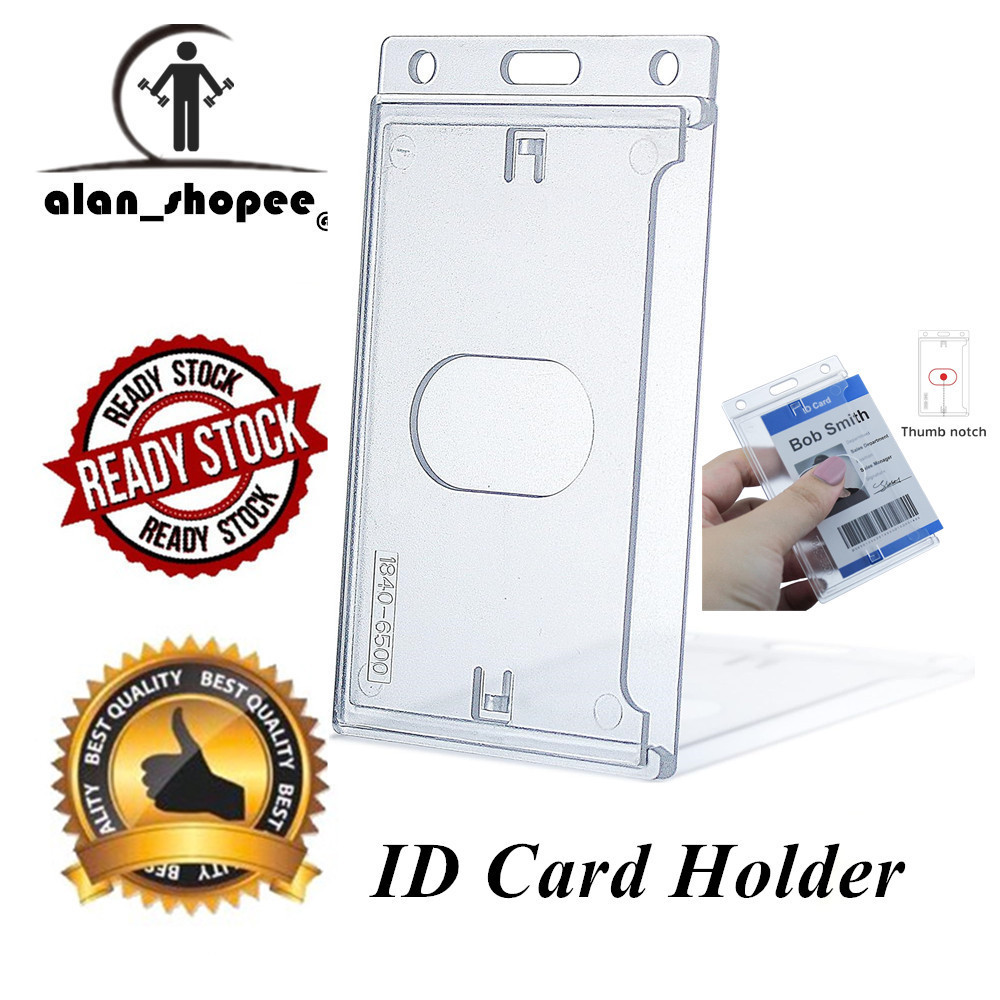 1Pc Frosted Clear Vertical Hard Plastic ID Card Holders- Rigid Plastic ...