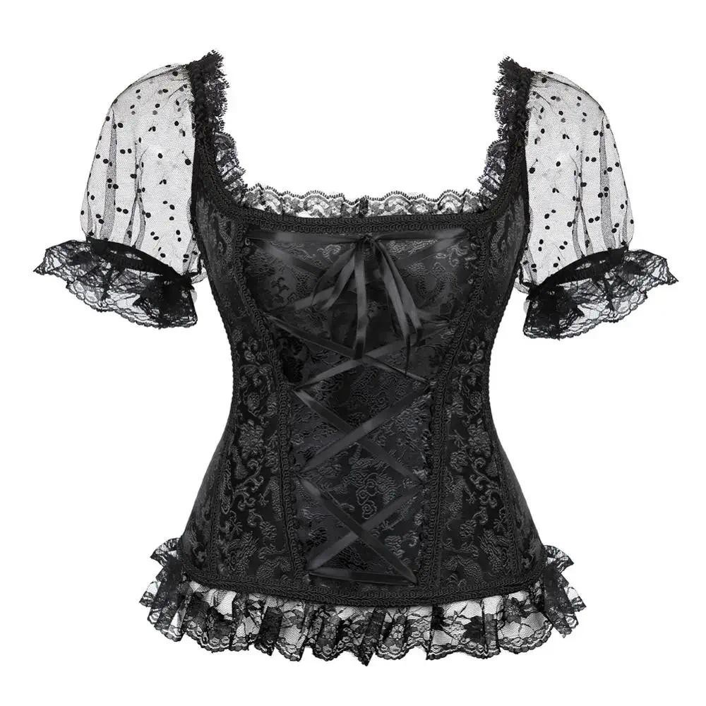 Black Corset With Lace Sleeves