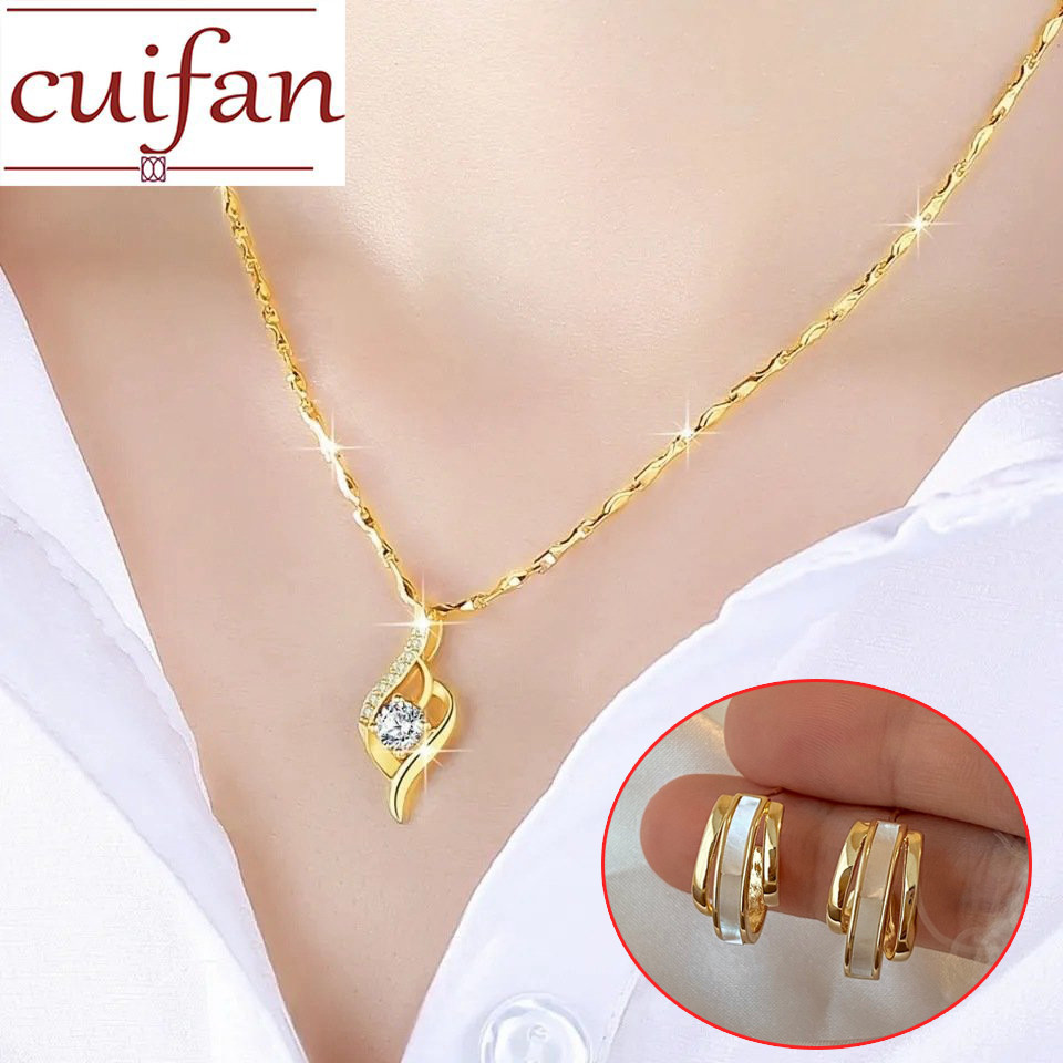 24K Saudi Gold zircon Necklace Nasasangla Alahas Heart Pendant Elegant  Design Regalo for Girlfriend Birthday Anniversary COD Philippines Hot 