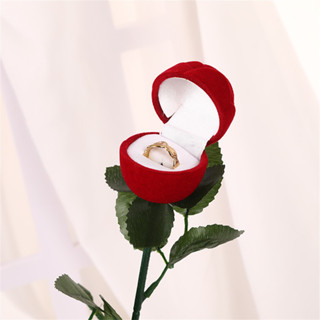 Creative Rose Flower Ring Case/ Velvet Red Rose Jewelry Box/ Storage ...