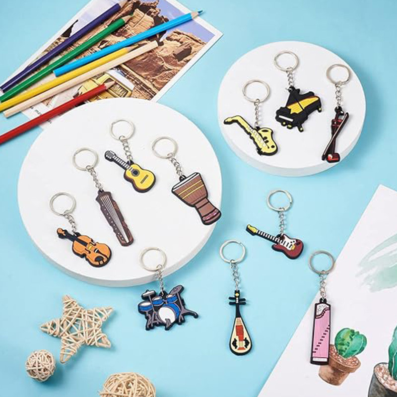 Creative Musical Instrument Keychain PVC Violin Guitar Saxophone