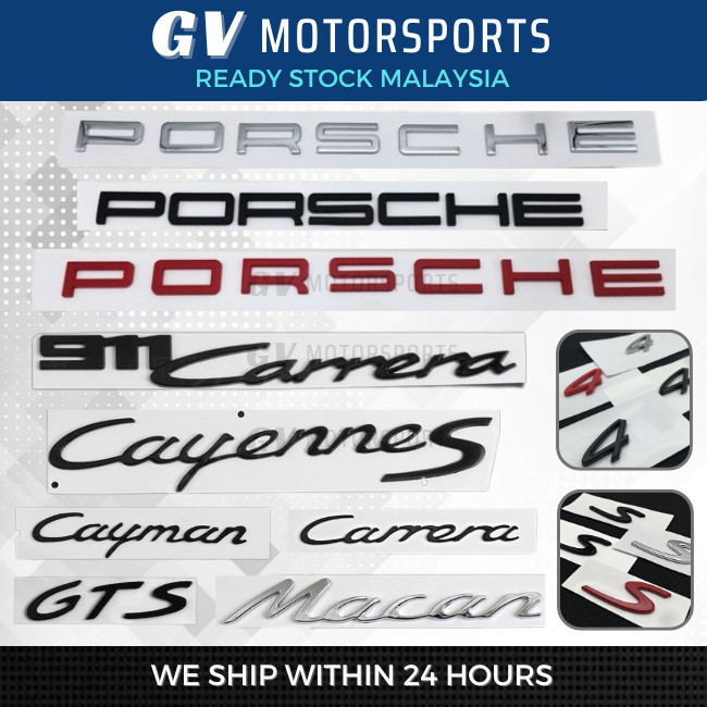 CTRONIC GTS Zwart Rood Glanzend Achterlaars Logo Badge Embleem voor 911 Carrera