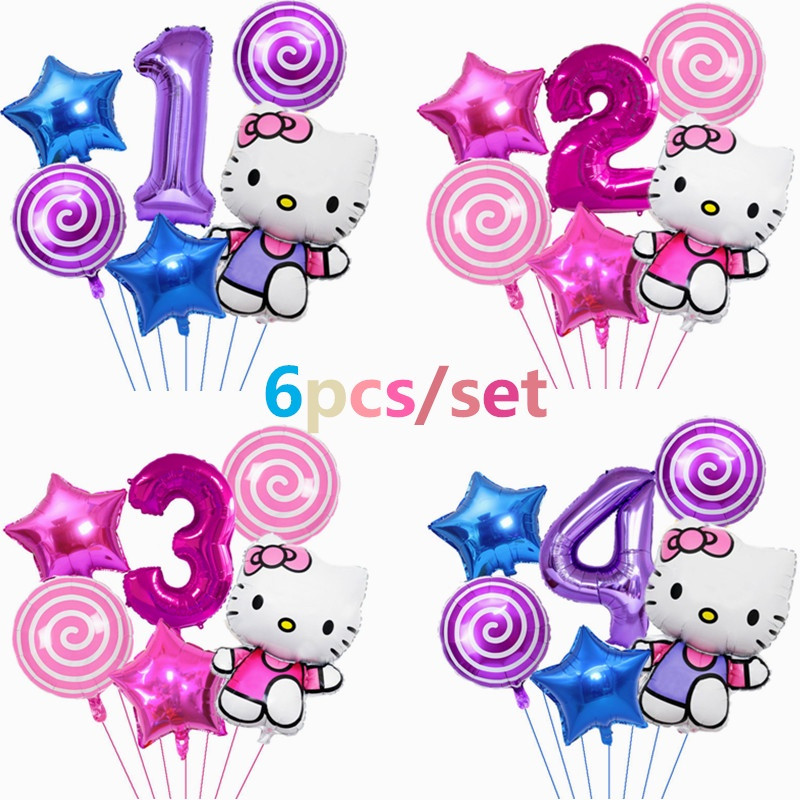 3 Hello Kitty Foil Balloons – Multicolor Party Decoration Set