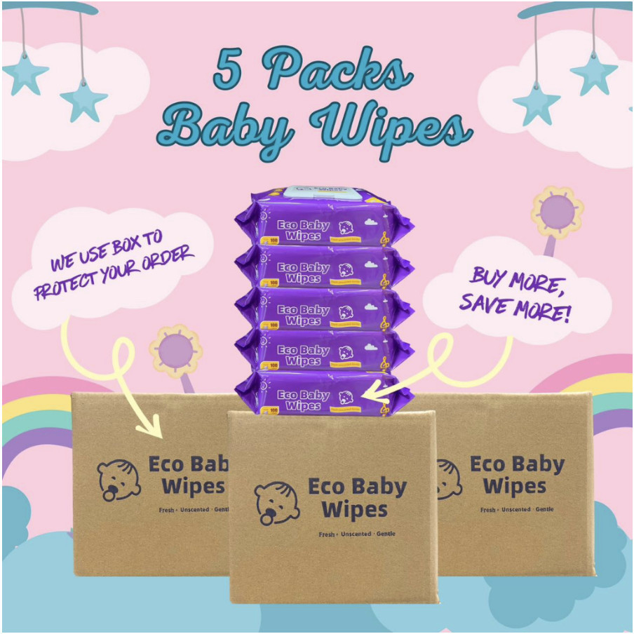 5pack unilove baby wipes Organic Baby Wipes 100sheets 99 Water Hypoallergenic (NonAlcoholwet