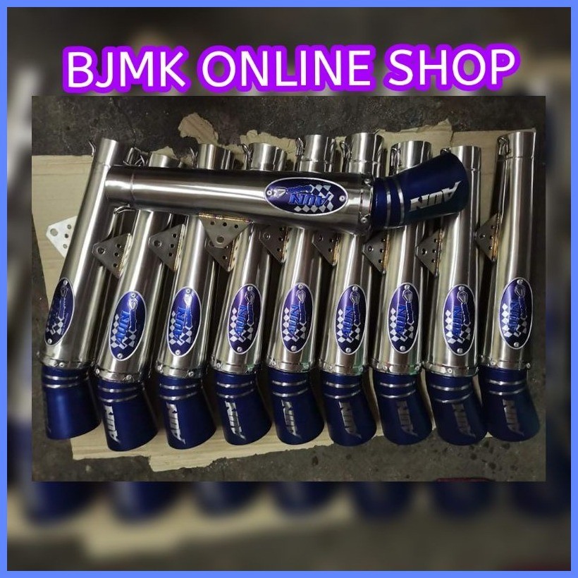 STAINLESS OPEN PIPE BLUE TIP WITH EMBLEM TIP ( AUN ) EMBLEM ( DAENG SAI ...