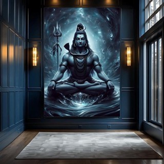 Lord Shiva Cosmic Meditation Wall Art Mahadev Hindu God Spiritual Decor ...