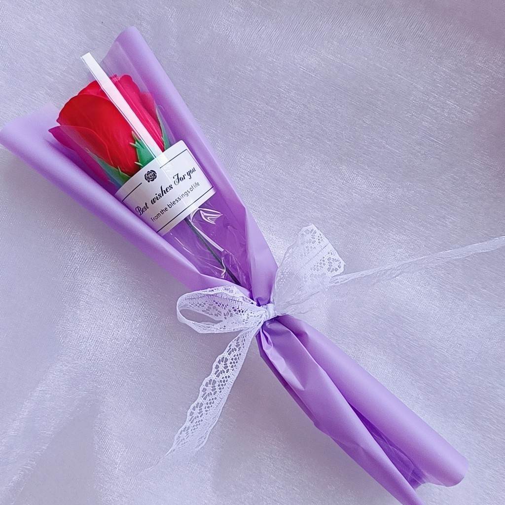 Single Soap Rose Artificial Bouquet With Plastic Packaging Scented Soap